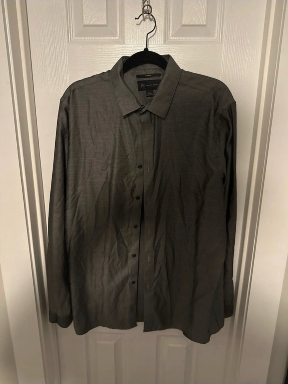INC International Concepts Charcoal Long-Sleeve Button-Up Shirt